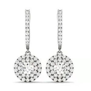 925 Silver Round Plated CZ Drop Earrings for Women, FB16FA1121
